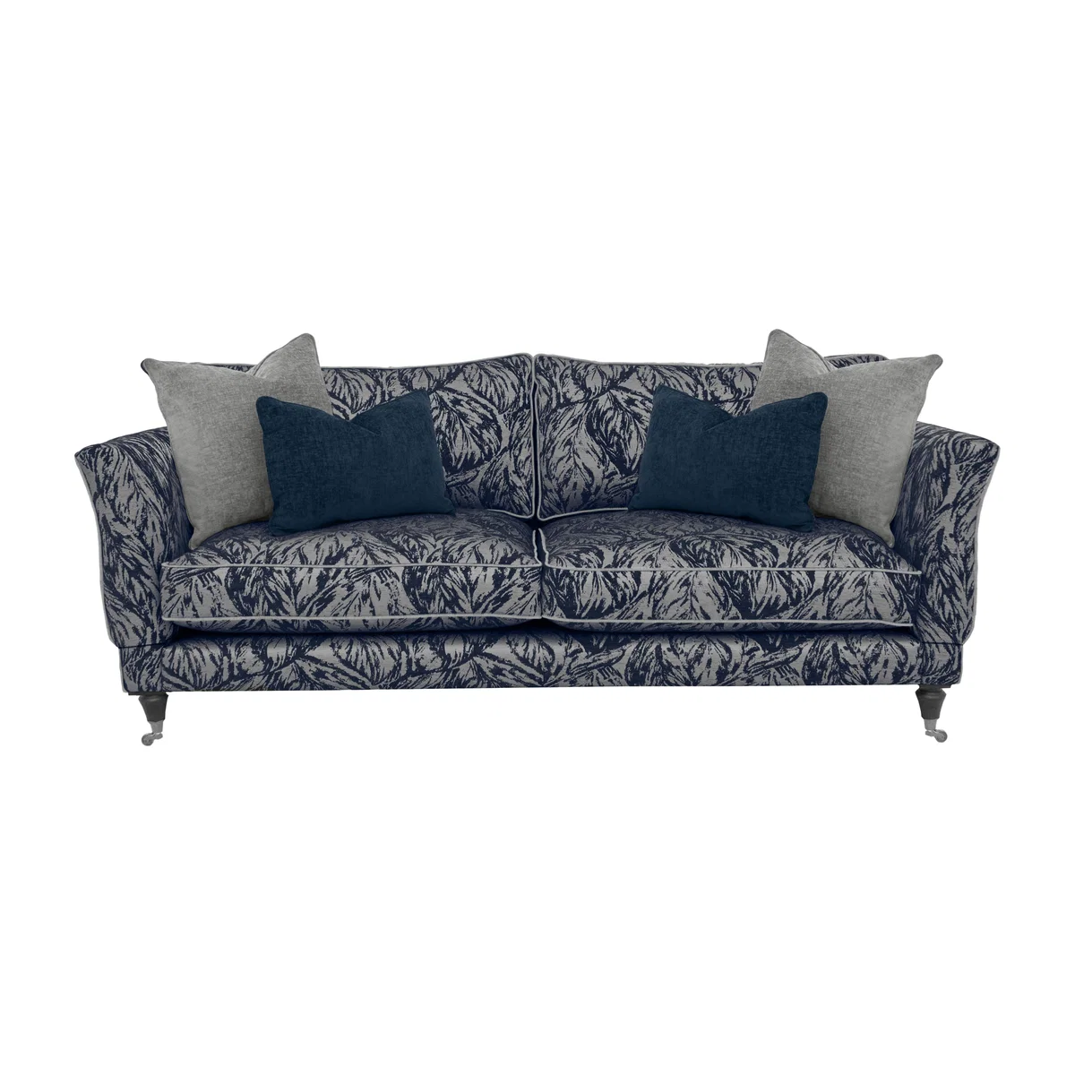 Boutique Chatterley 4 Seater Sofa with Knole Arms - Canopy Midnight with Ebony Castors – image 1