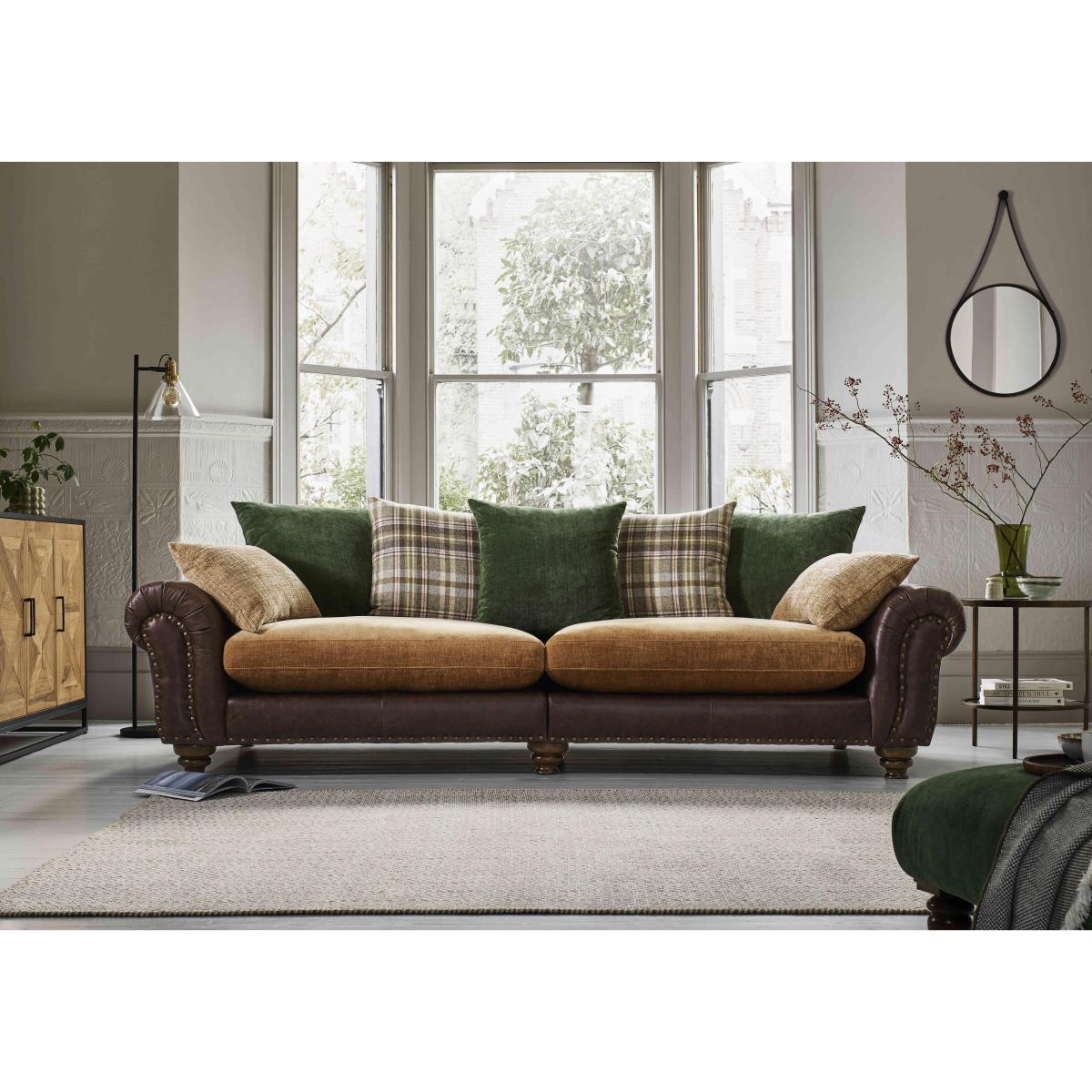 Alexander and James - Lincoln Grande Split Frame Scatter Back Sofa - Brown – image 2