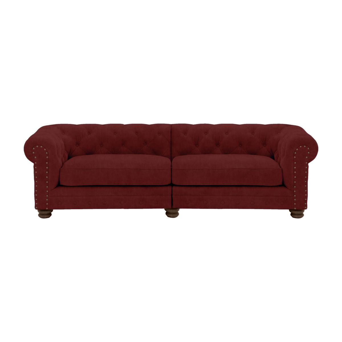 Alexander and James - Chesterfield Collection Hugo 4 Seater Split Frame Fabric Sofa - Cranberry with Dark Feet St