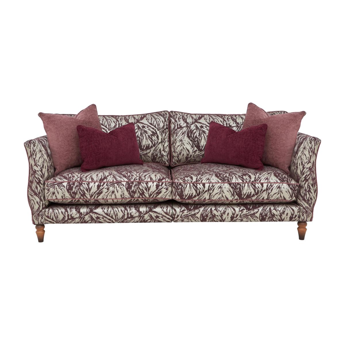 Boutique Chatterley 4 Seater Split Frame Sofa - Canopy Mulberry with Walnut Legs – image 1
