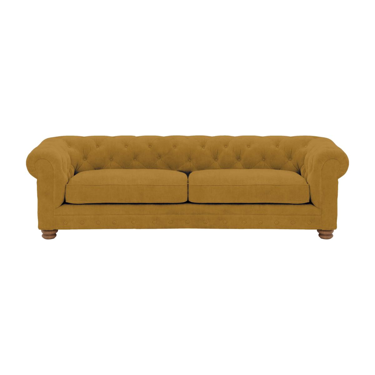 Alexander and James - Chesterfield Collection Hugo 4 Seater Fabric Sofa - Turmeric - Oak Feet