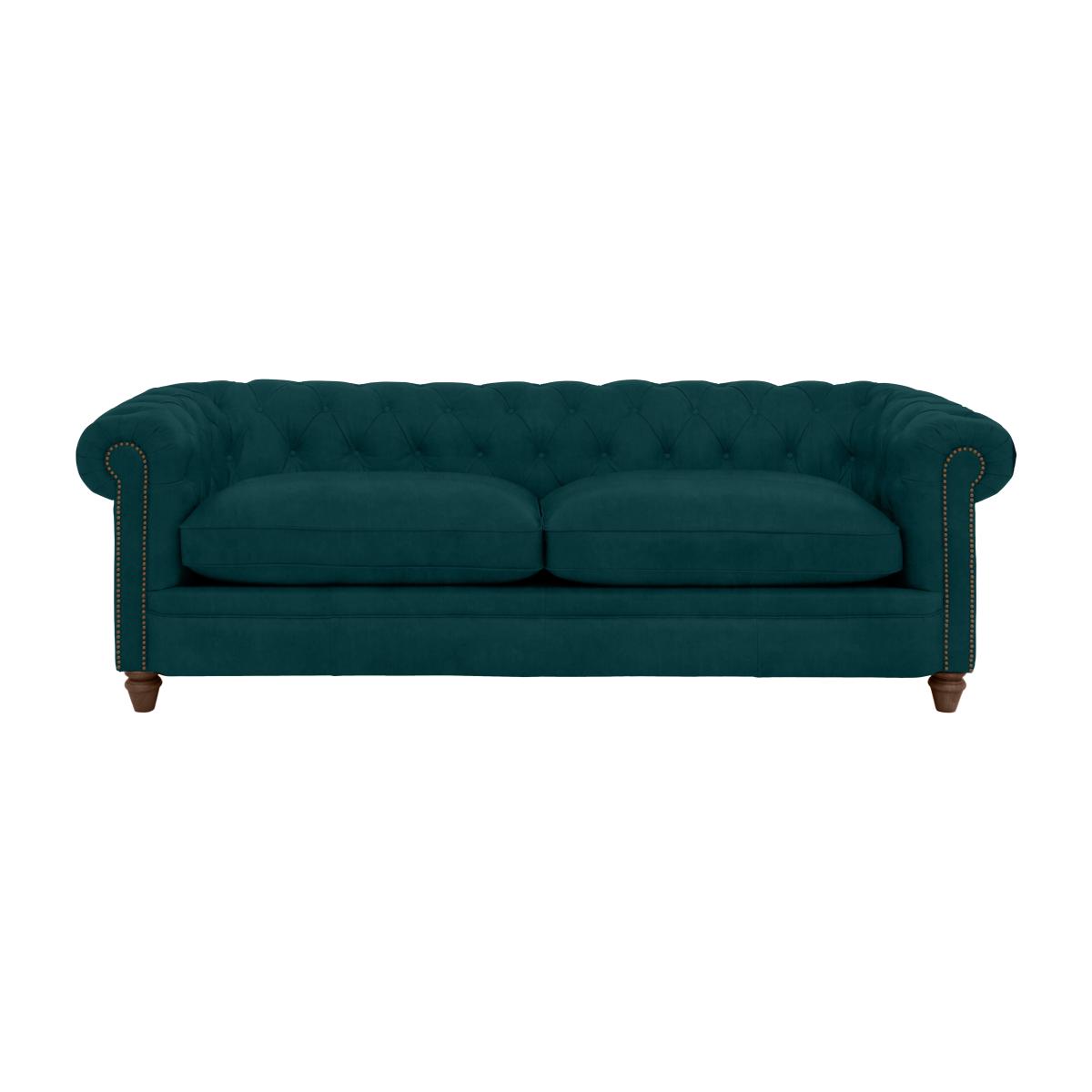Alexander and James - Chesterfield Collection Ralph 4 Seater Fabric Sofa - Peacock with Studs - Dark Feet