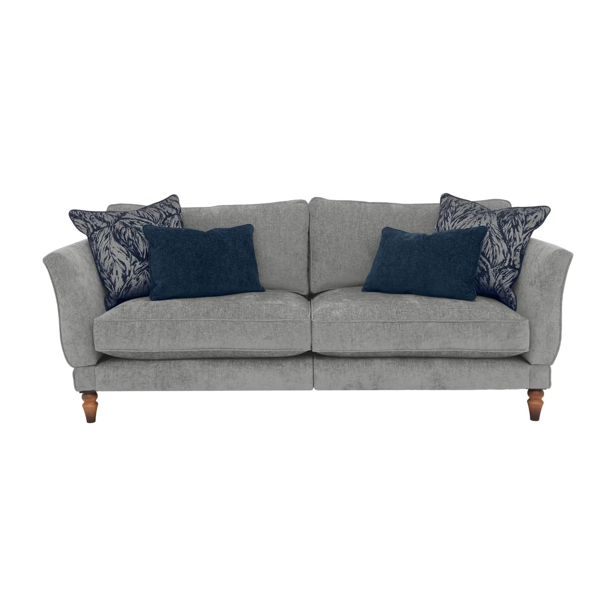 Boutique Chatterley 4 Seater Split Frame Sofa with Knole Arms - Bolero Steel with Walnut Feet – image 1