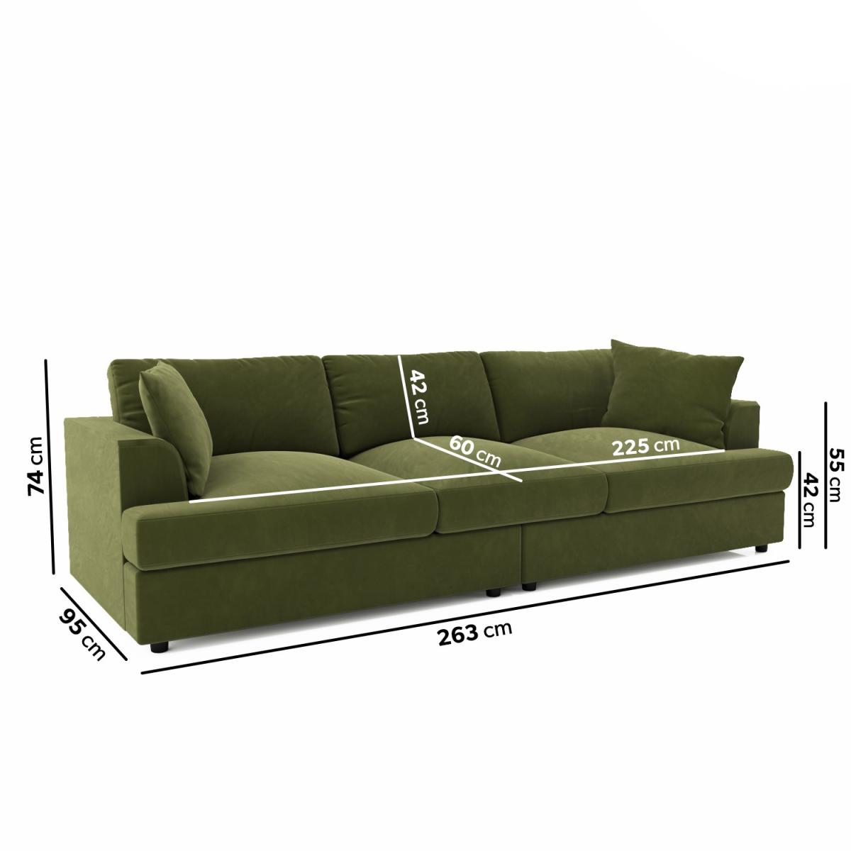 Olive Velvet 4 Seater Sofa - August – image 2