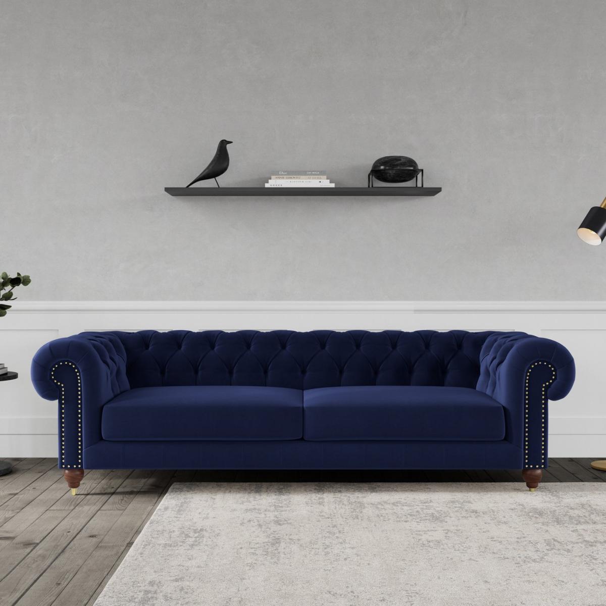 Swoon Winston Velvet 4 Seater Sofa - Ink Blue – image 3