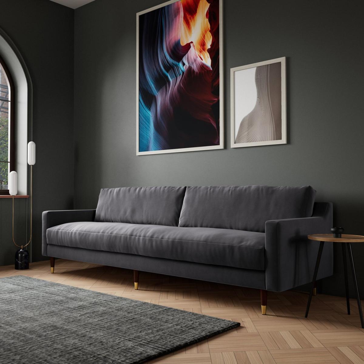 Swoon Rieti Velvet 4 Seater Sofa - Granite Grey – image 3