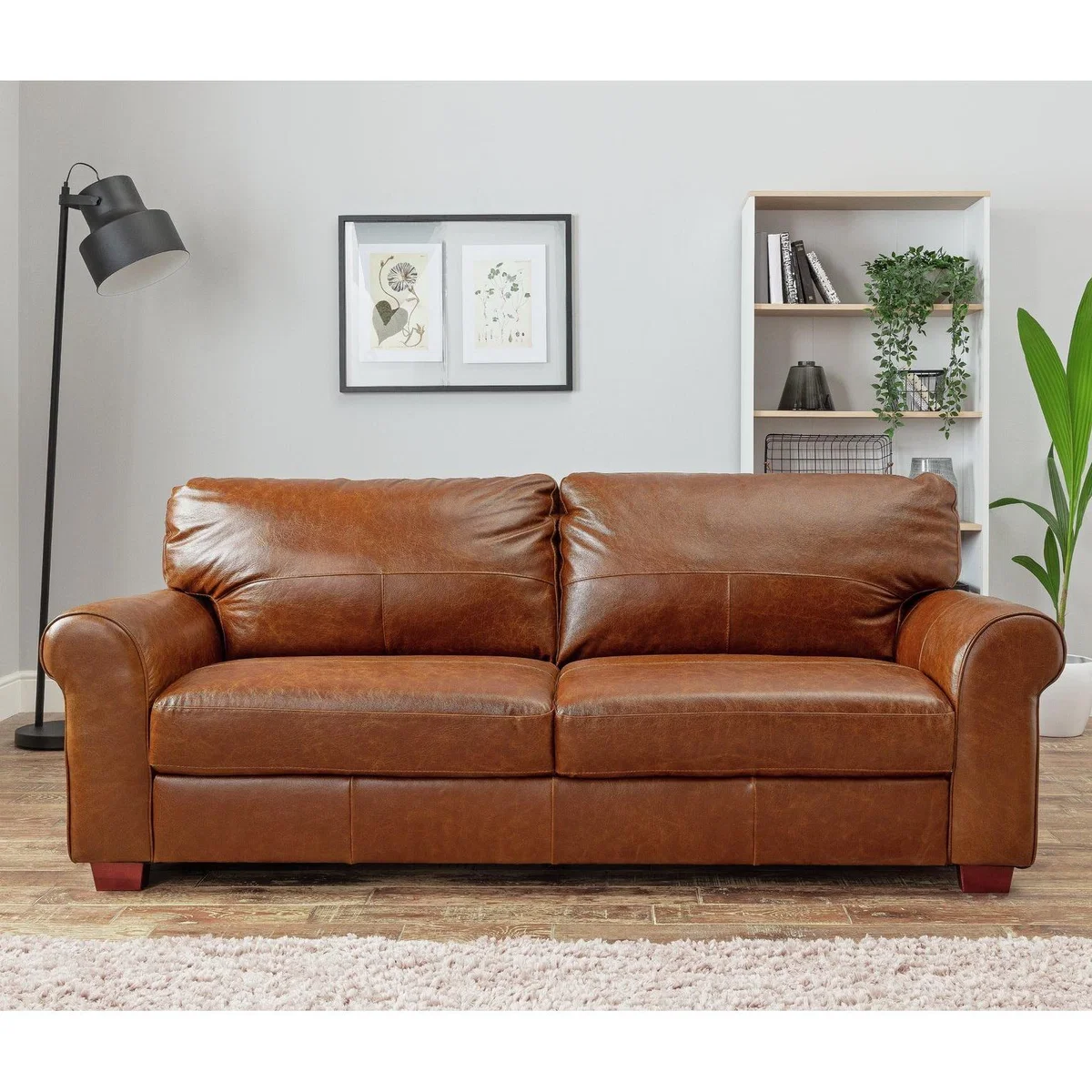 Habitat Salisbury 4 Seater Leather Sofa - Tan – image 2