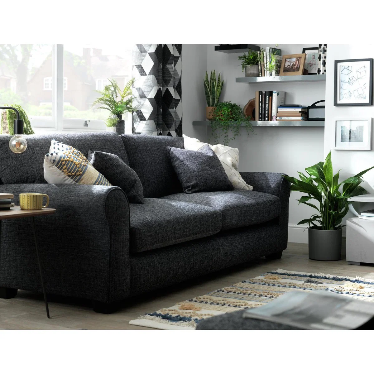 Habitat Lisbon 4 Seater Fabric Sofa - Charcoal – image 3