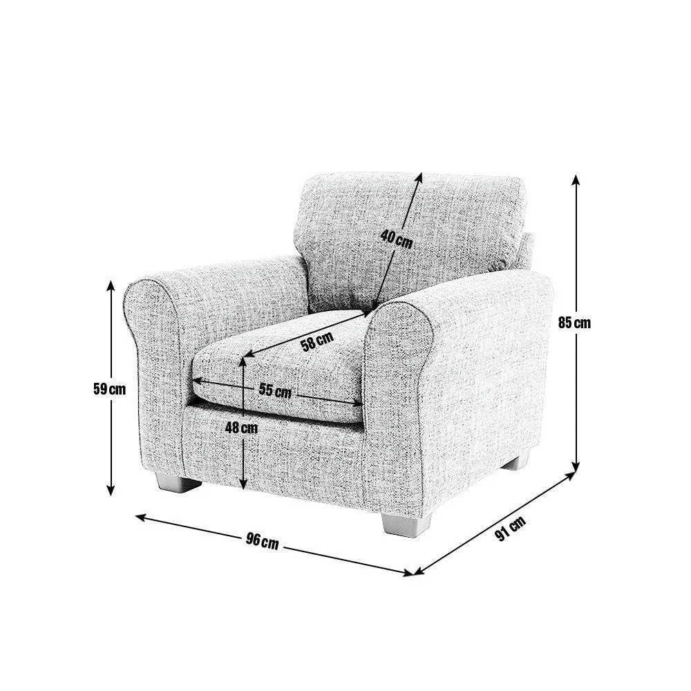 Habitat Lisbon Fabric Chair & 4 Seater Sofa - Grey – image 3