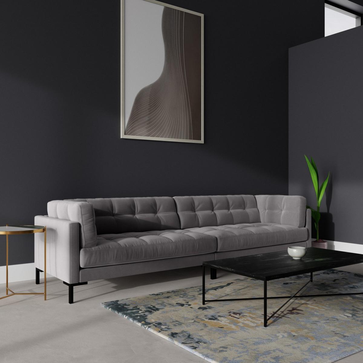 Swoon Landau Velvet 4 Seater Sofa - Silver Grey – image 3