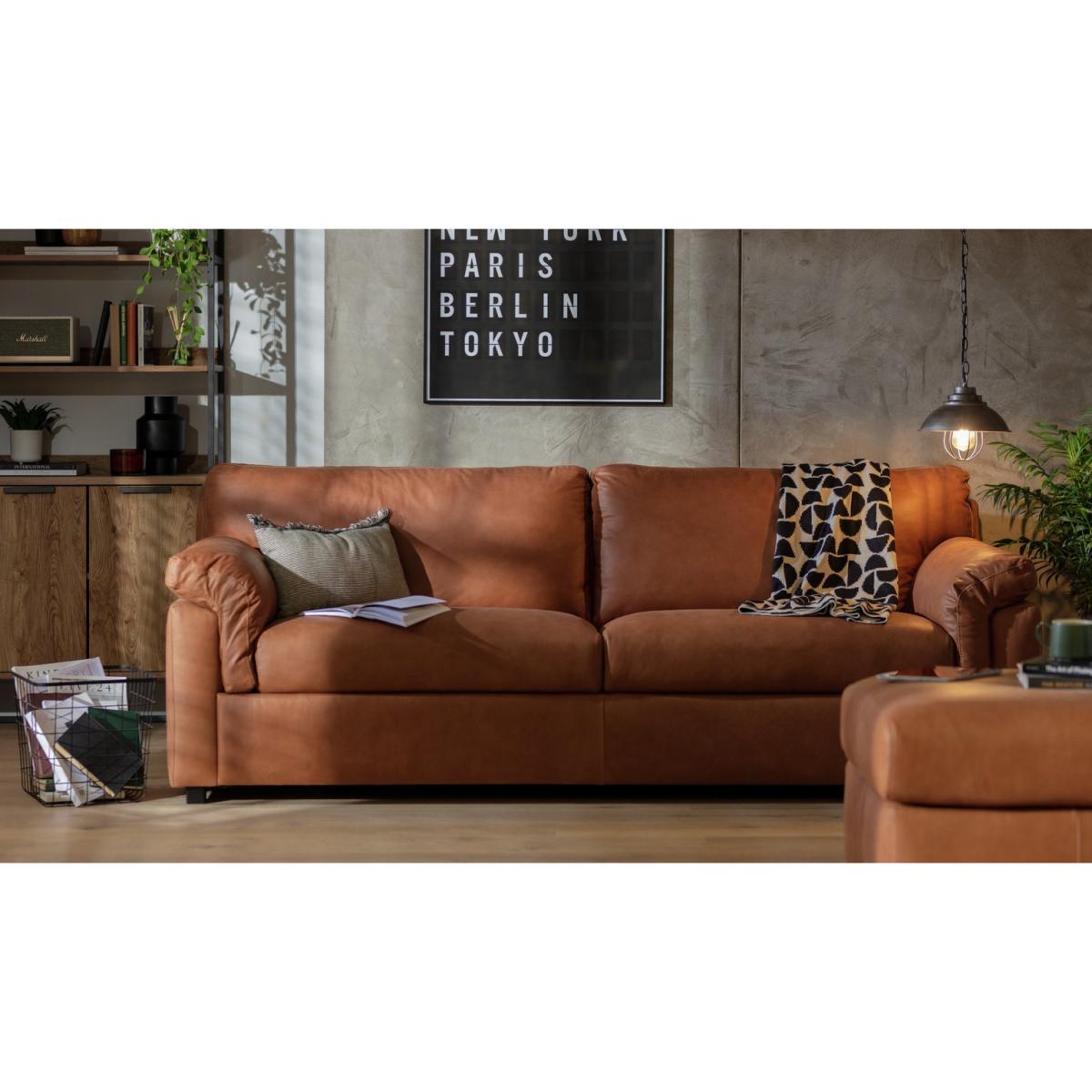 Habitat Florence 4 Seater Leather Sofa - Tan – image 3
