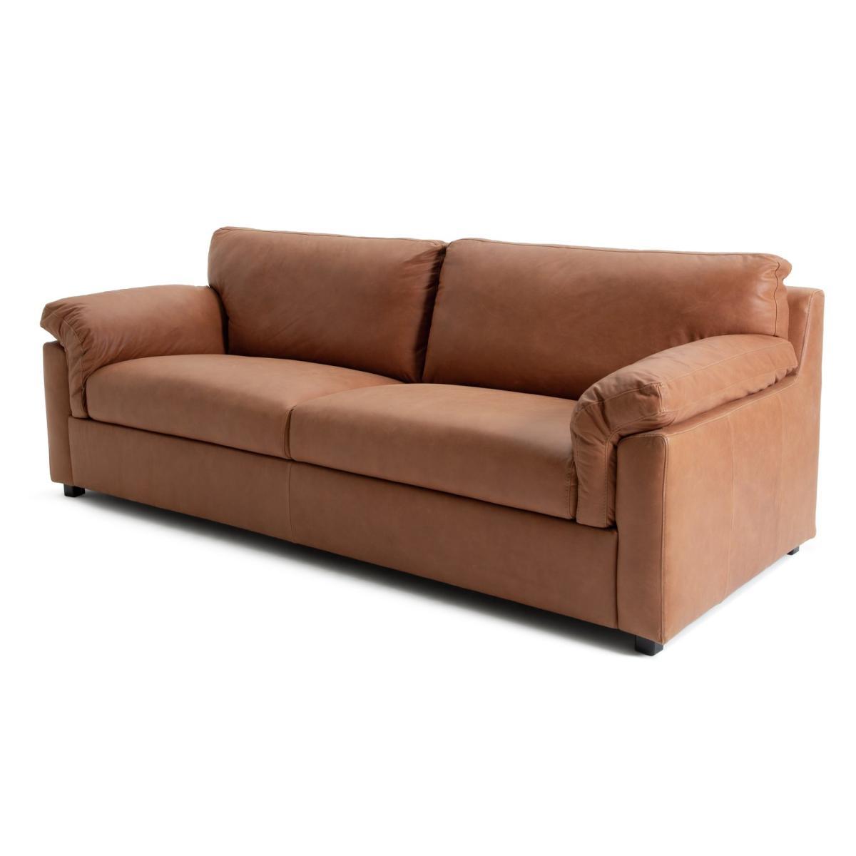 Habitat Florence 4 Seater Leather Sofa - Tan – image 5