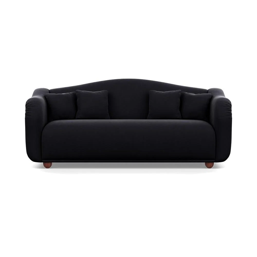 Heal's Tetbury 4 Seater Sofa Velvet Black Walnut Stained Beech Feet – image 2
