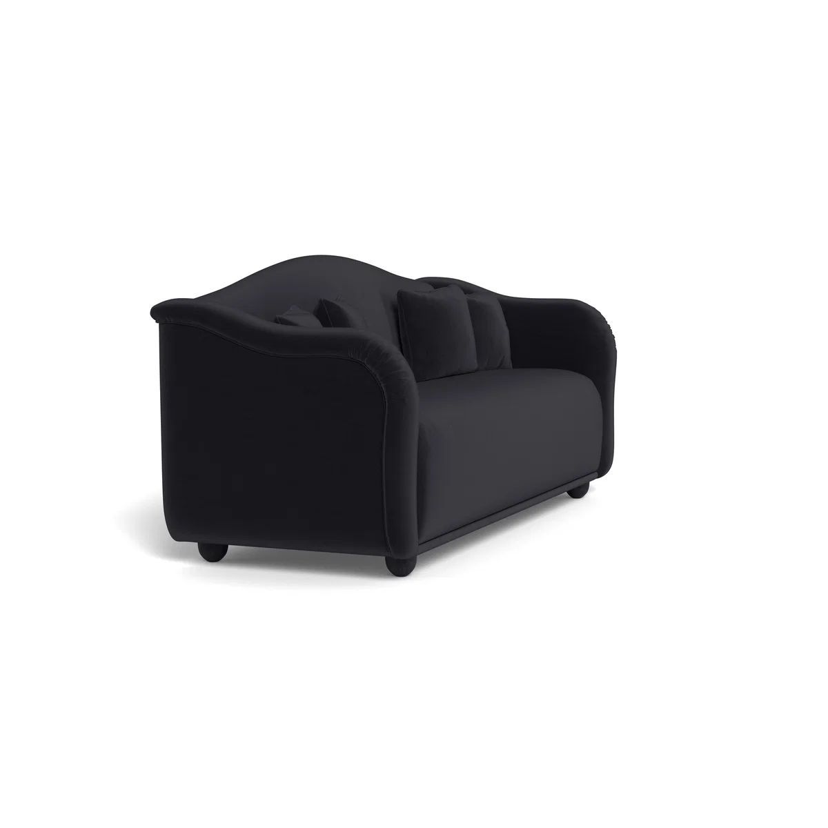 Heal's Tetbury 4 Seater Sofa Velvet Black Walnut Stained Beech Feet – image 3