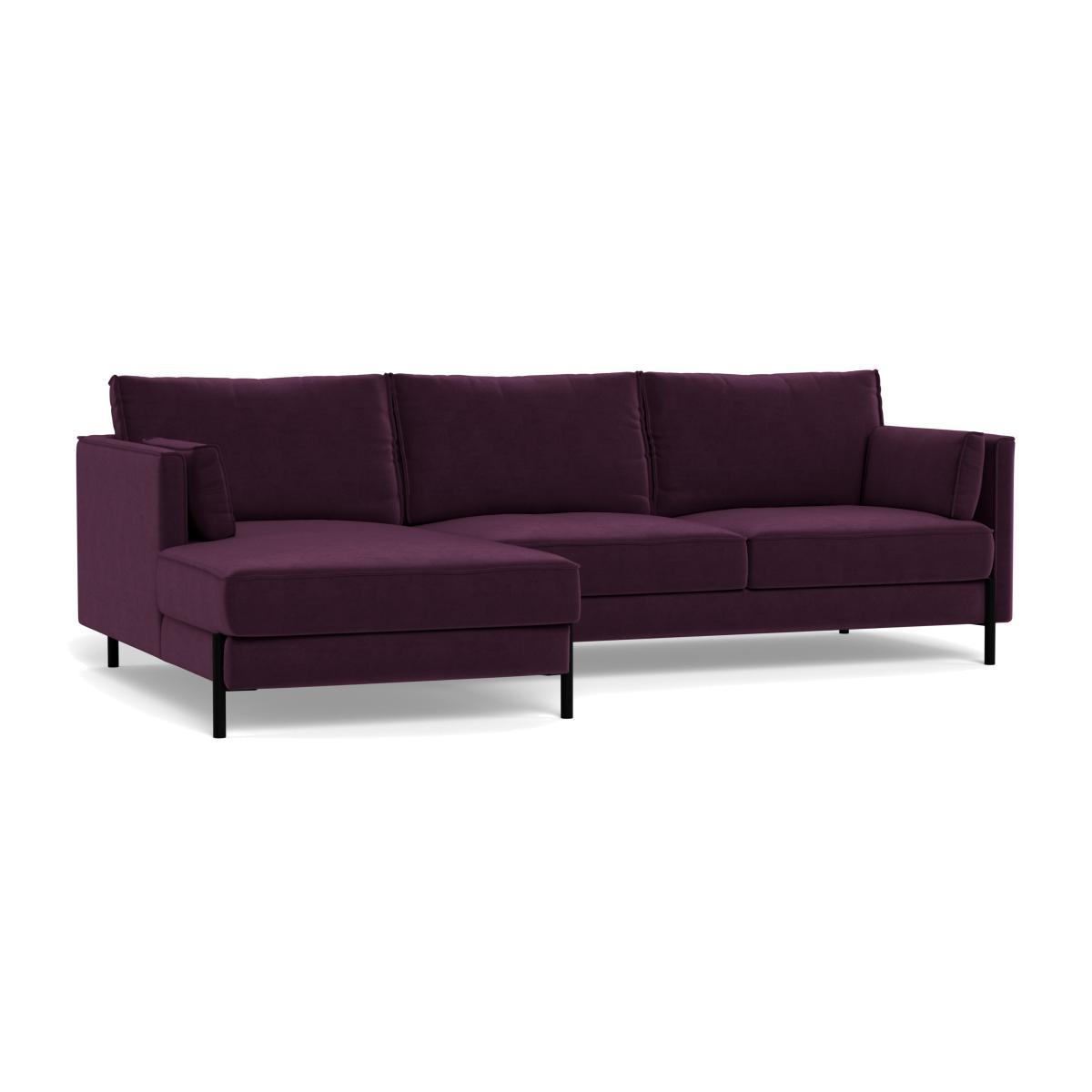 Heal's Tortona Left Hand Facing 4 Seater Corner Chaise Velvet Grape Black Feet - Heal's UK Furniture – image 1