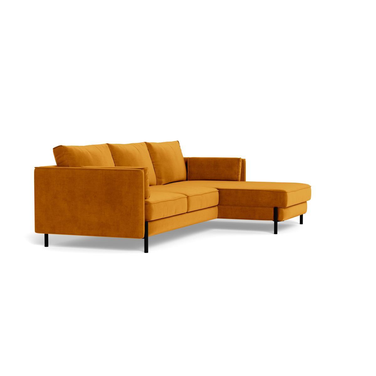 Heal's Tortona Right Hand Facing 4 Seater Corner Chaise Smart Luxe Velvet Cognac Black Feet - Heal's UK Furniture – image 2
