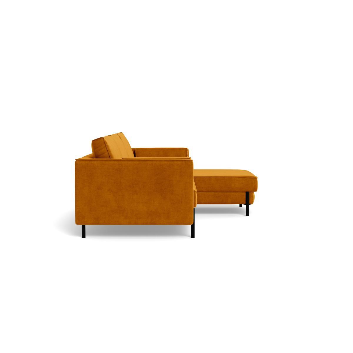 Heal's Tortona Right Hand Facing 4 Seater Corner Chaise Smart Luxe Velvet Cognac Black Feet - Heal's UK Furniture – image 3