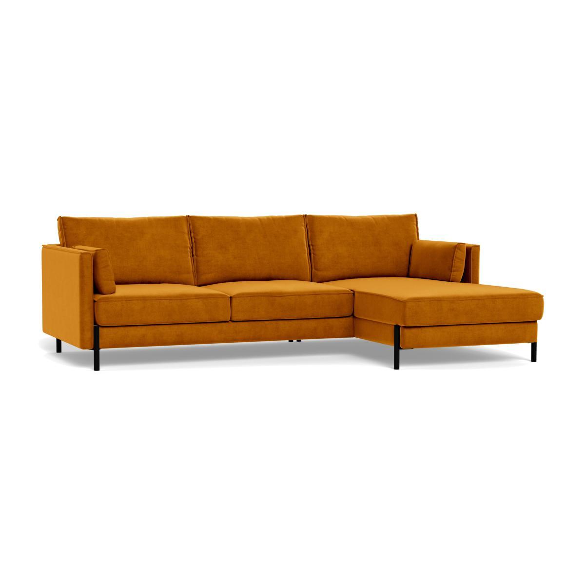 Heal's Tortona Right Hand Facing 4 Seater Corner Chaise Smart Luxe Velvet Cognac Black Feet - Heal's UK Furniture – image 1