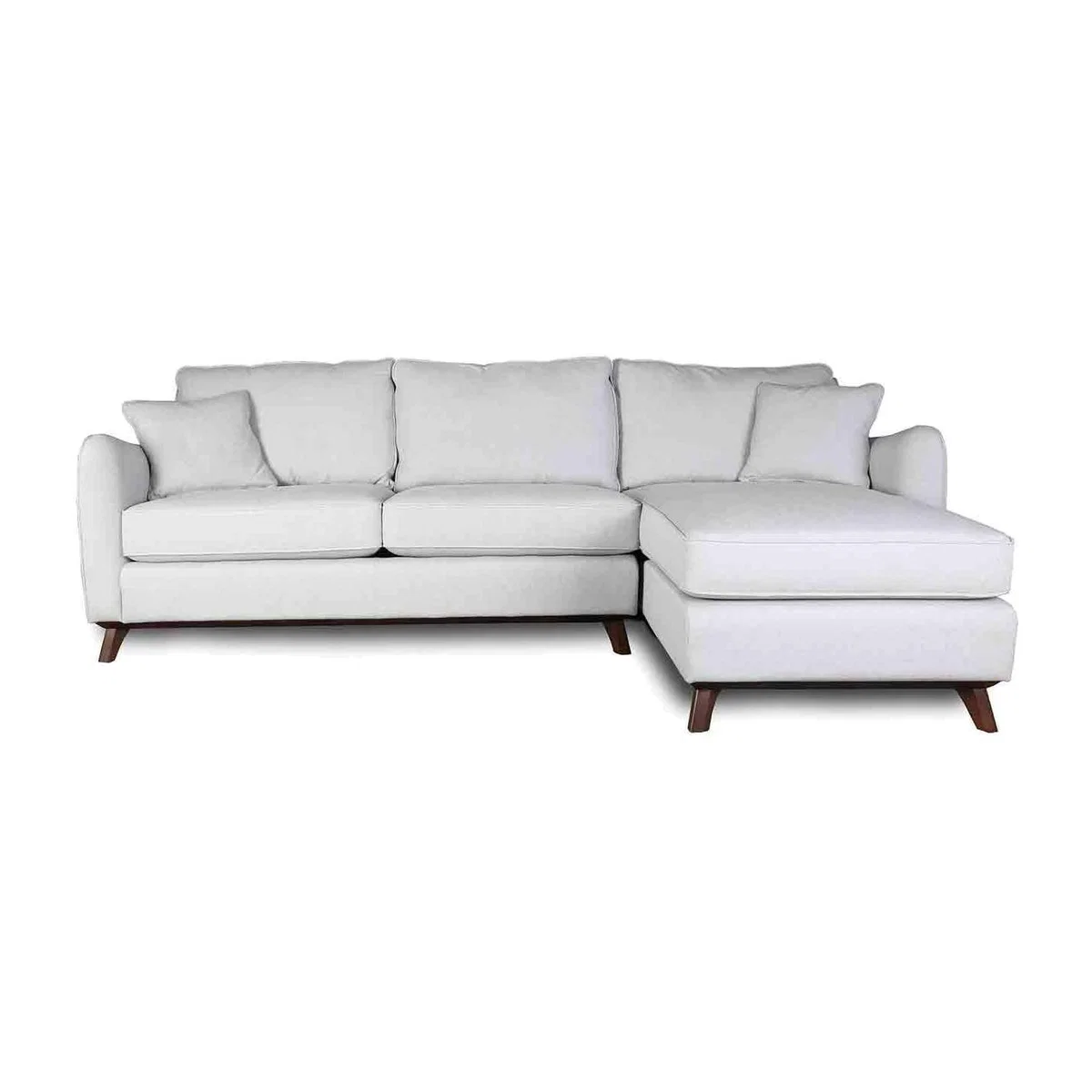 Heal's Ravello Right Hand Corner Sofa Brushed Cotton Cobalt Walnut Feet - Heal's UK Furniture