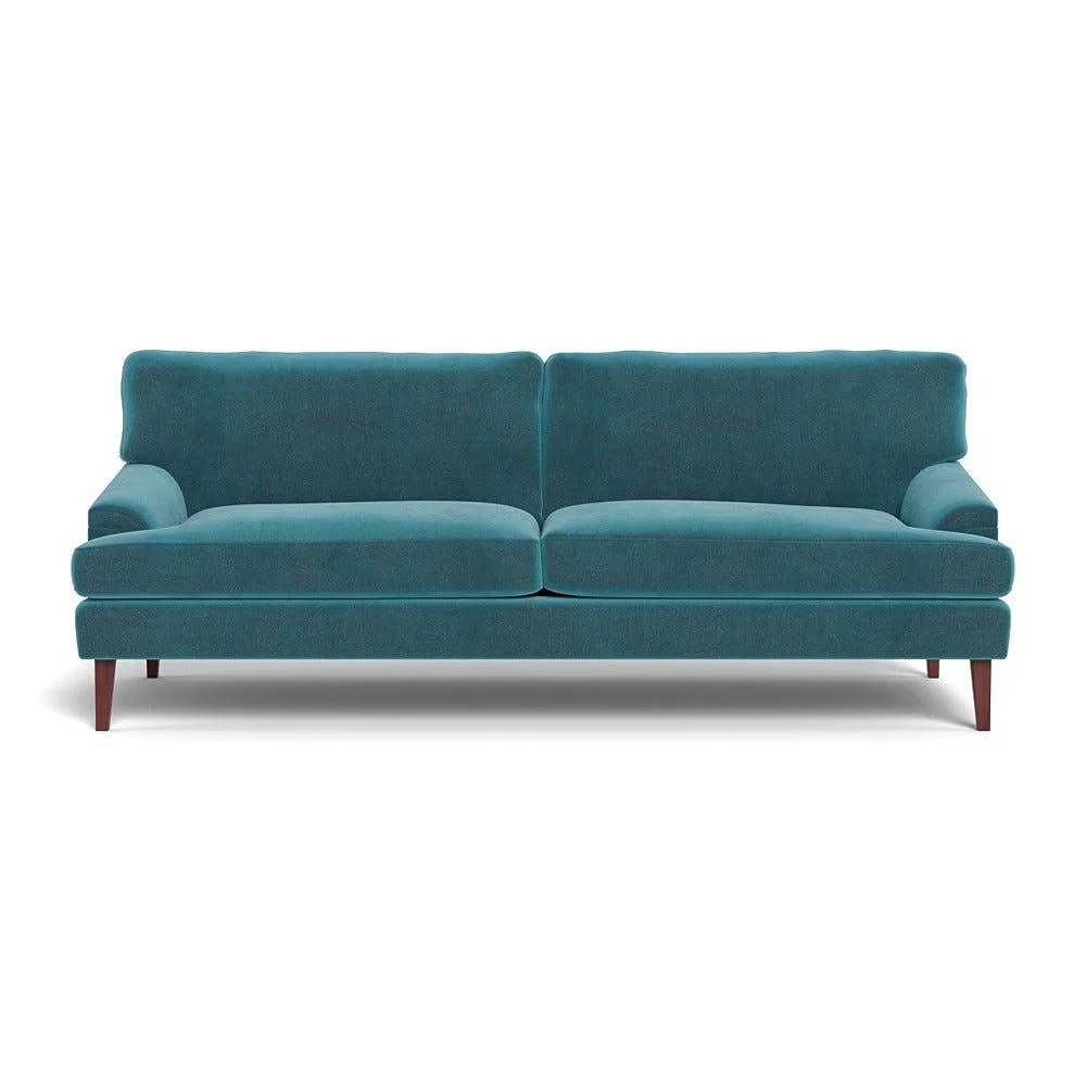 Heal's Stanton 4 Seater Sofa Smart Luxe Velvet Airforce Blue Walnut Stained Feet – image 2
