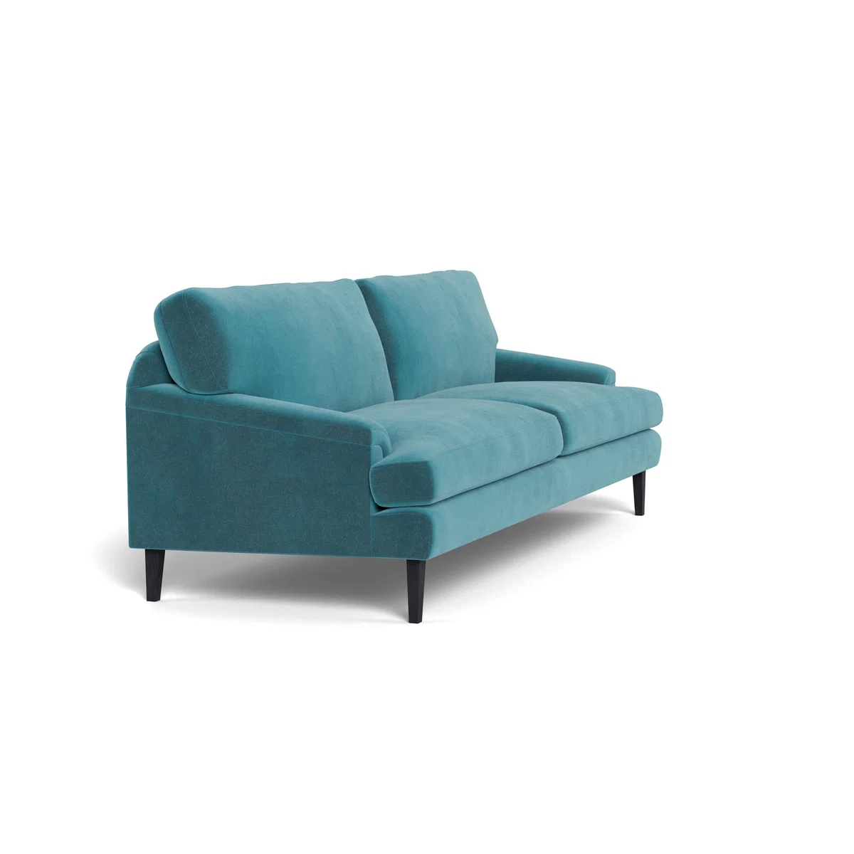 Heal's Stanton 4 Seater Sofa Smart Luxe Velvet Airforce Blue Walnut Stained Feet – image 3