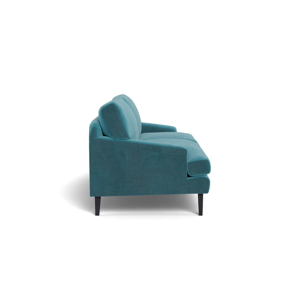 Heal's Stanton 4 Seater Sofa Smart Luxe Velvet Airforce Blue Walnut Stained Feet – image 4