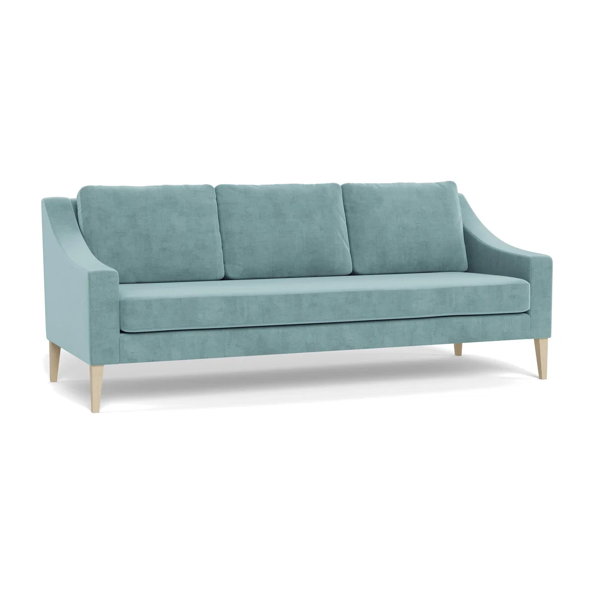 Heal's Richmond 4 Seater Sofa Smart Luxe Velvet Mineral Blue Walnut Stained Feet – image 1