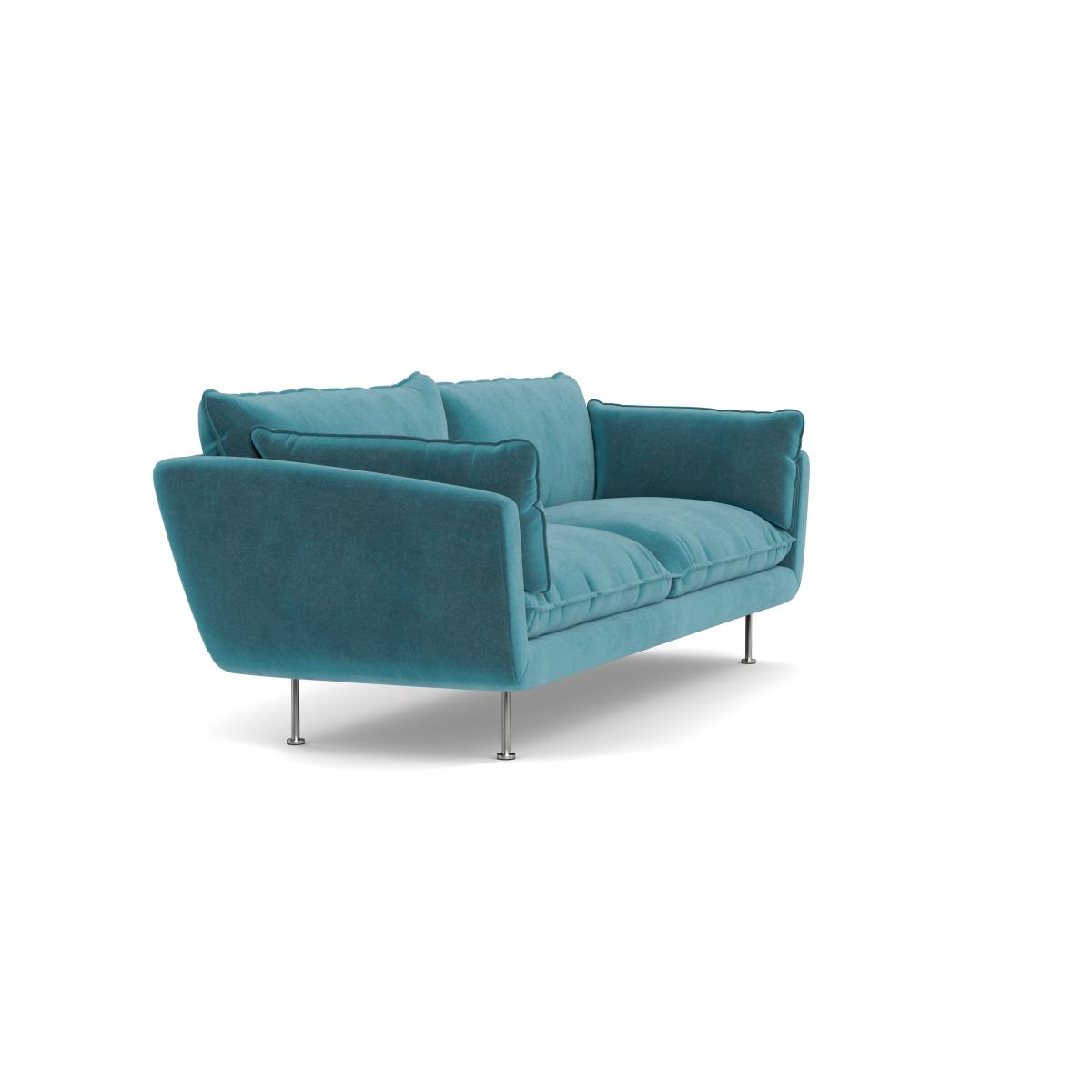 Heal's Allora 4 Seater Sofa Smart Luxe Velvet Airforce Blue Stainless Steel Feet – image 3
