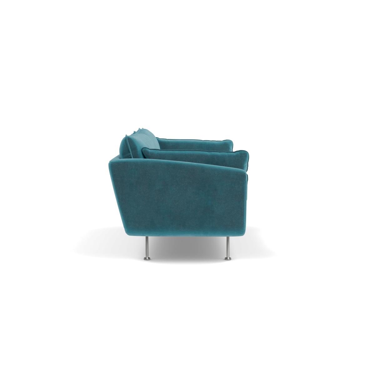 Heal's Allora 4 Seater Sofa Smart Luxe Velvet Airforce Blue Stainless Steel Feet – image 4