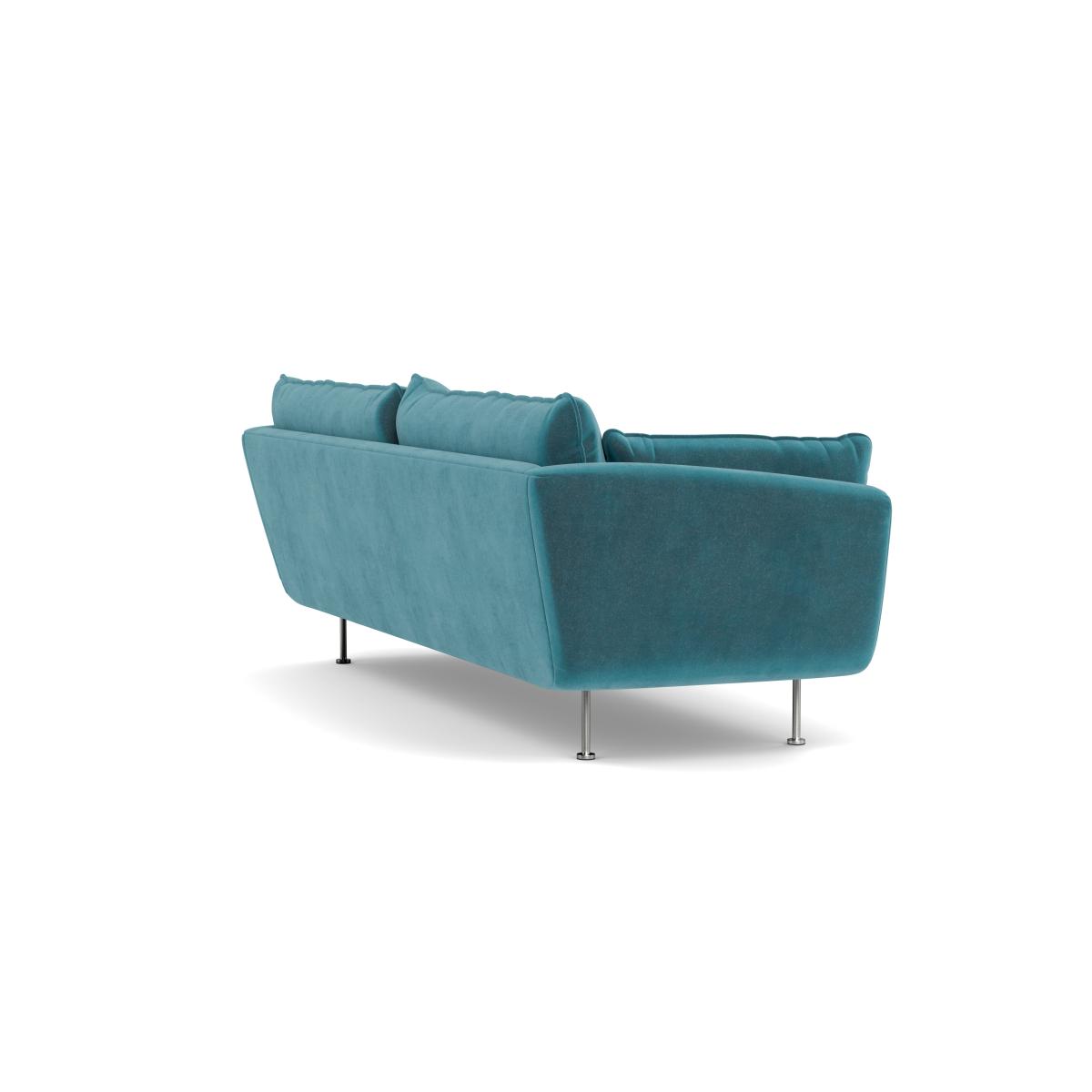 Heal's Allora 4 Seater Sofa Smart Luxe Velvet Airforce Blue Stainless Steel Feet – image 5
