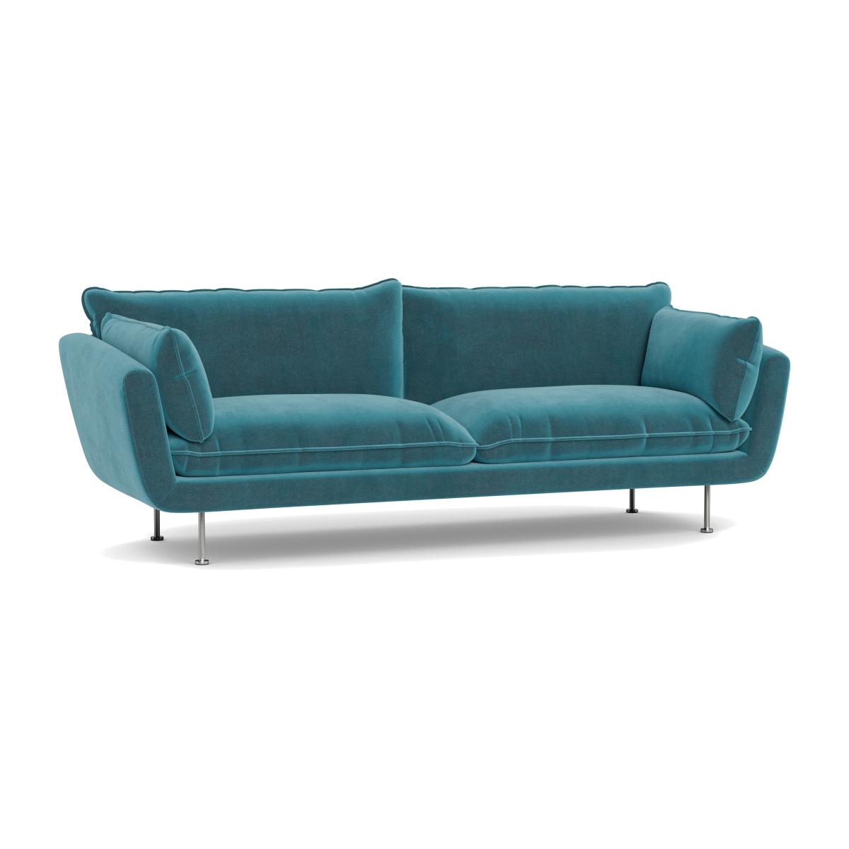 Heal's Allora 4 Seater Sofa Smart Luxe Velvet Airforce Blue Stainless Steel Feet – image 1