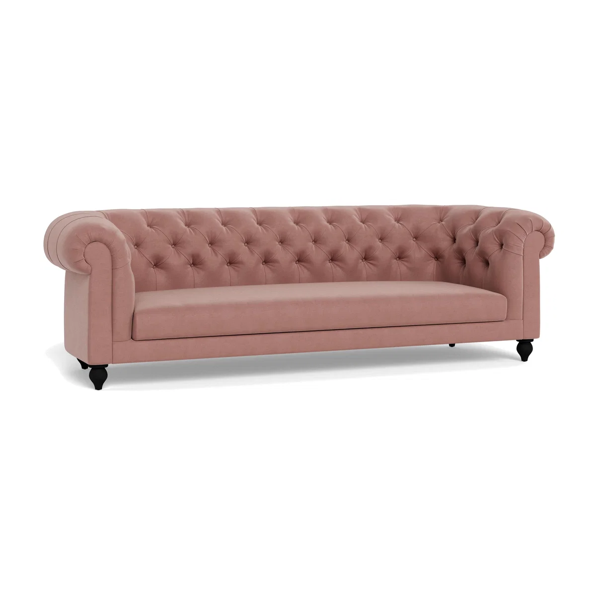 Heal's Fitzrovia 4 Seater Sofa Smart Luxe Velvet Dusky Pink Stained Oak Feet – image 1