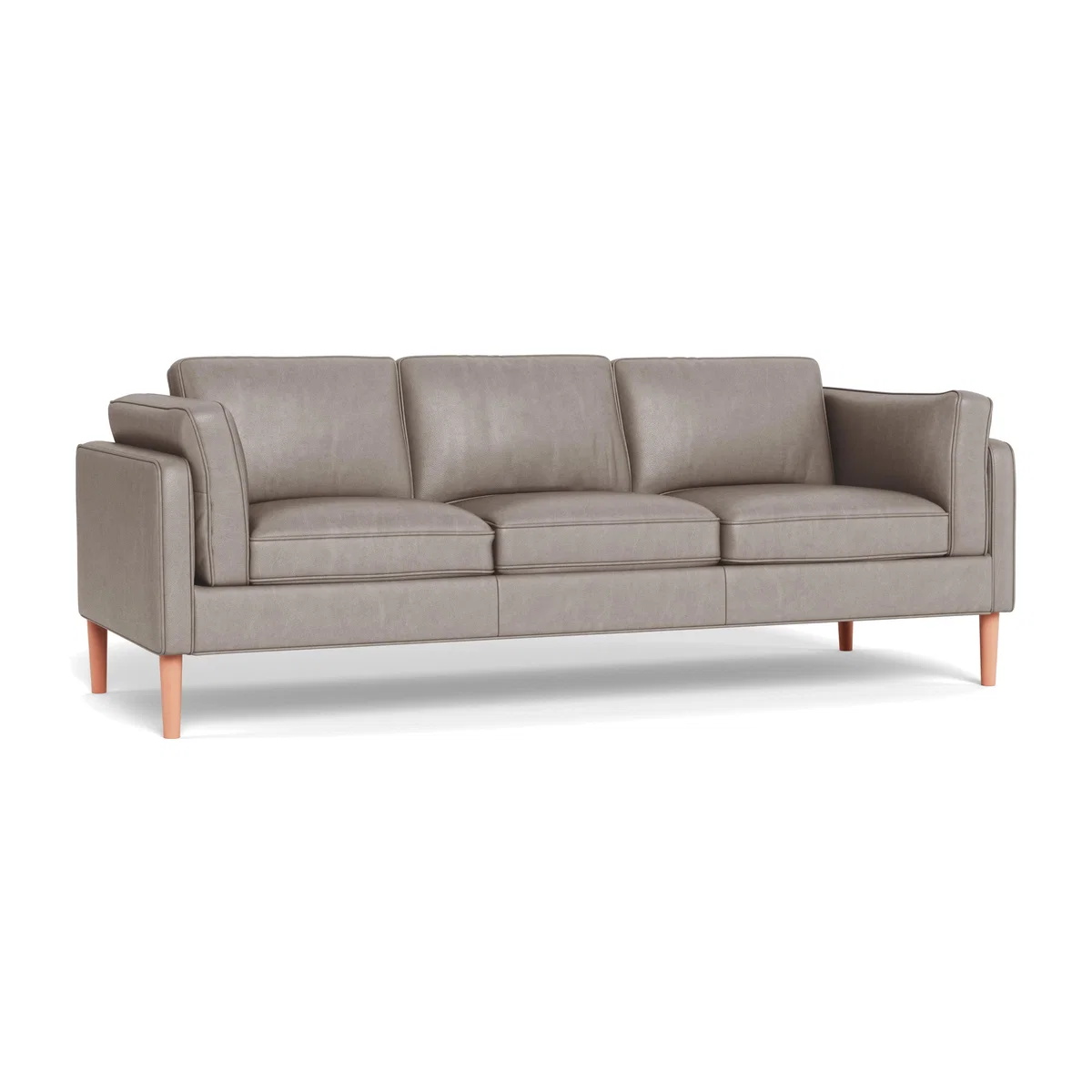 Heal's Sonno 4 Seater Leather Grain Light Grey 060 Walnut Feet - Heal's UK Furniture – image 1