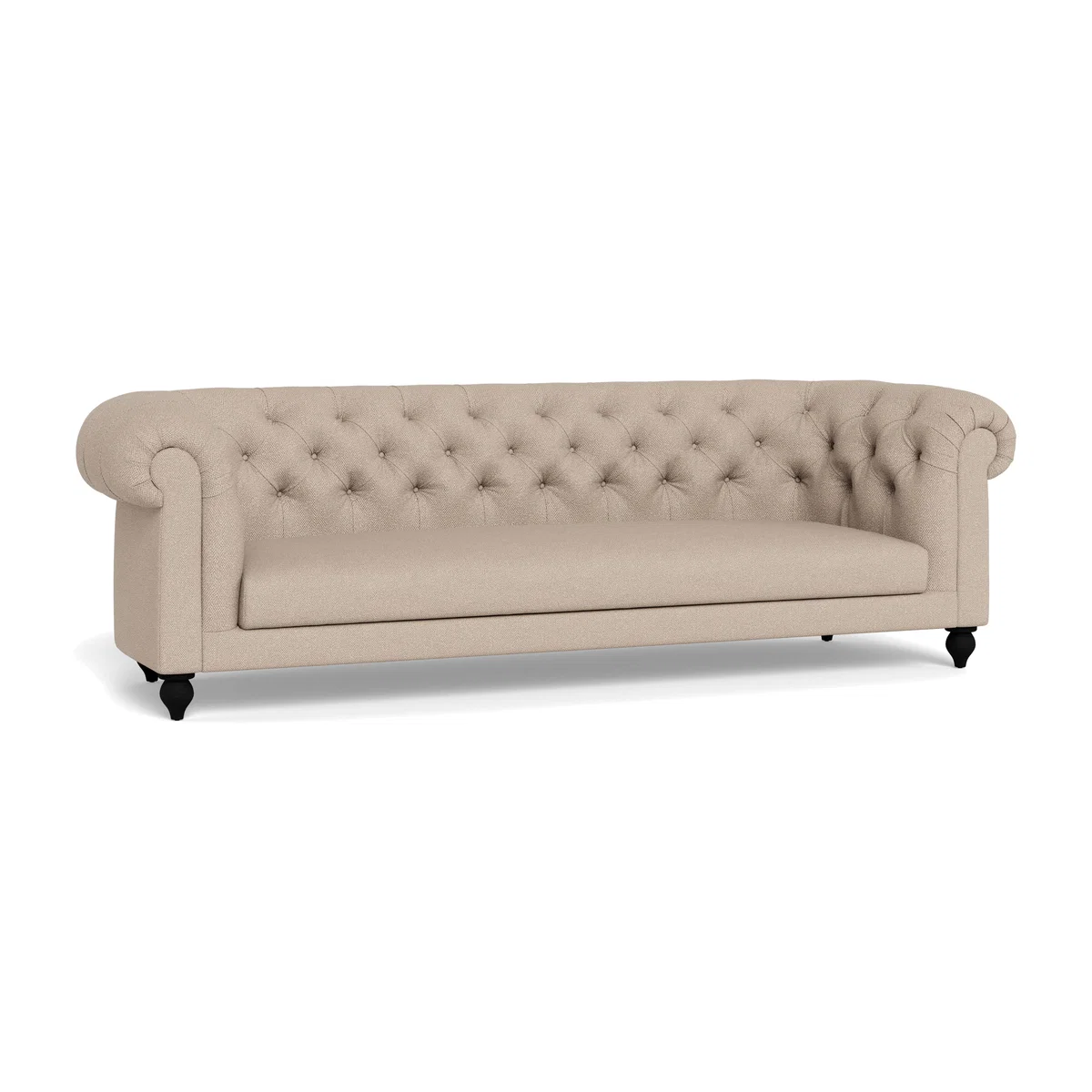 Heal's Fitzrovia 4 Seater Sofa Boucle Tweed Pearl Black Feet – image 1