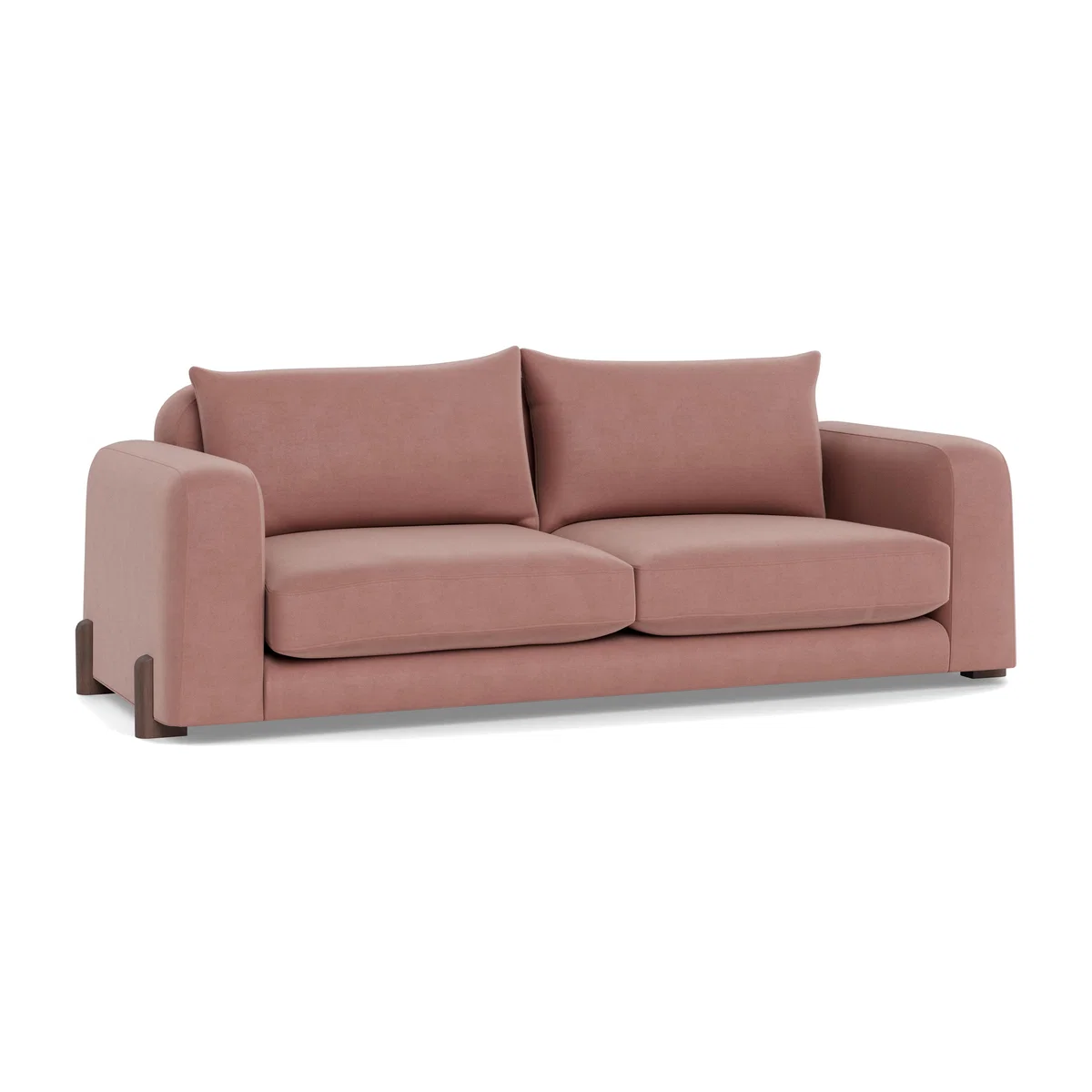 Heal's Nuvola 4 Seater Sofa Smart Luxe Velvet Dusky Pink Walnut Stained Oak Feet – image 1