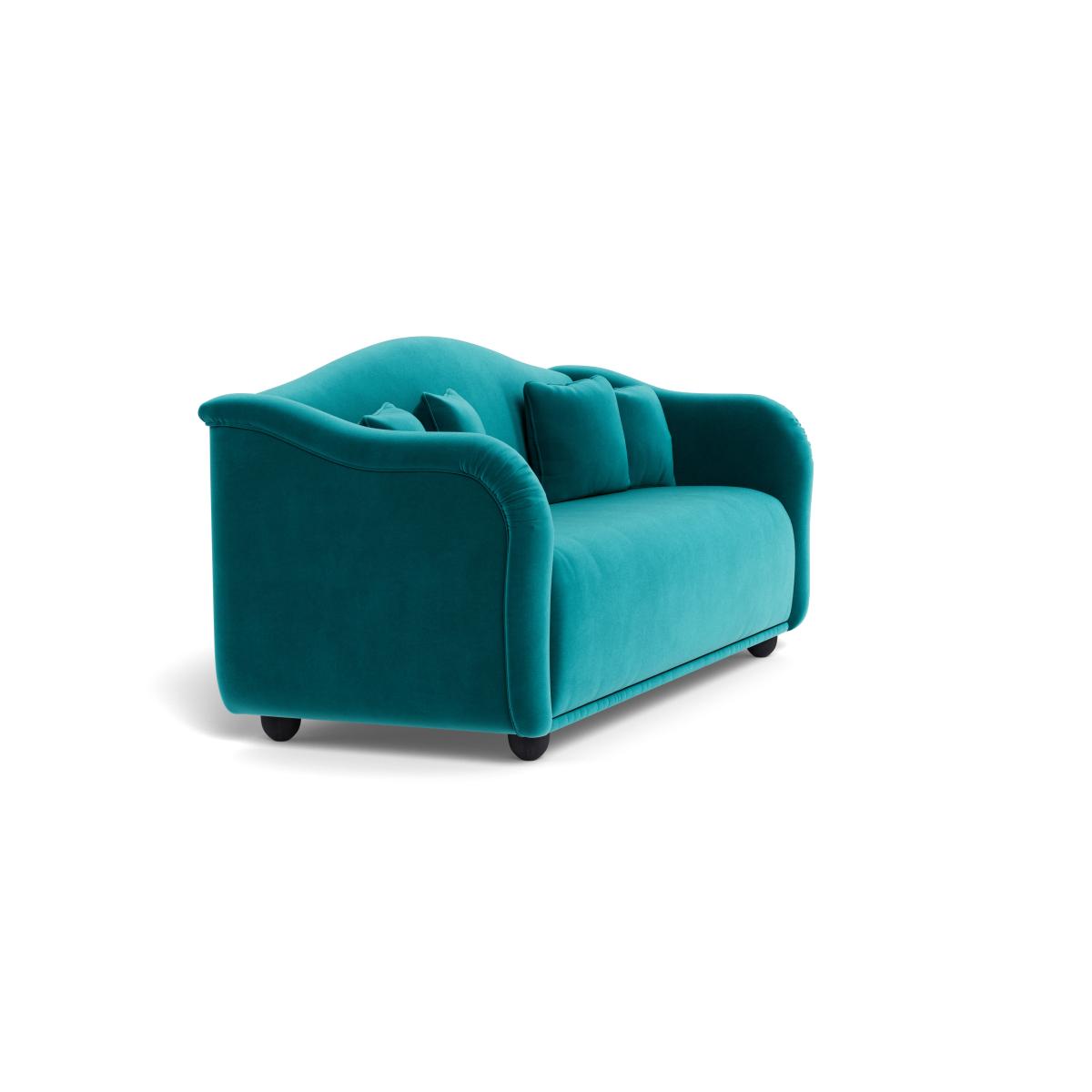 Heal's Tetbury 4 Seater Sofa Smart Velvet Petrol Walnut Stained Beech Feet – image 3