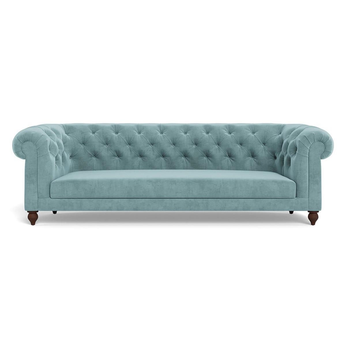 Heal's Fitzrovia 4 Seater Sofa Smart Luxe Velvet Mineral Blue Stained Feet – image 2