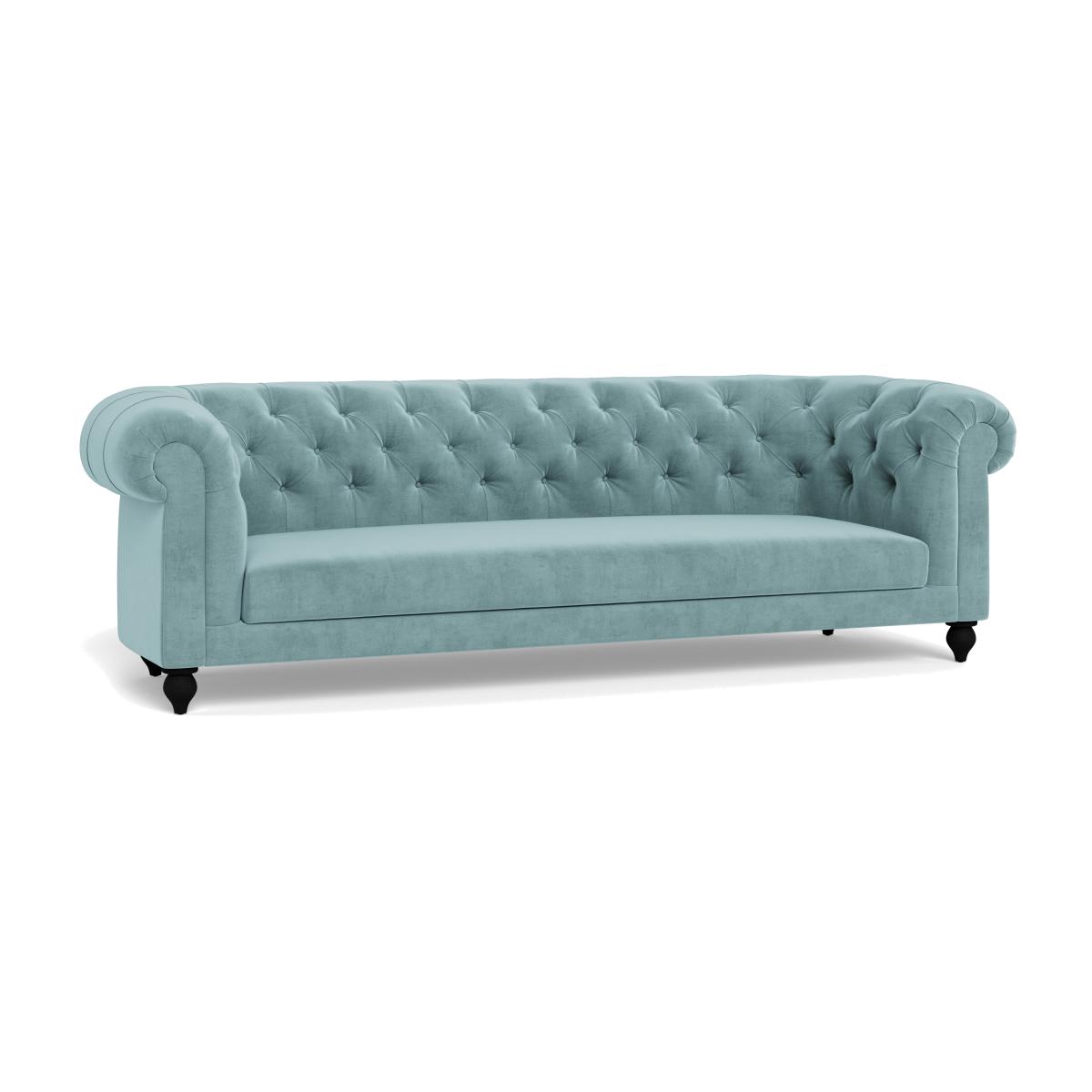 Heal's Fitzrovia 4 Seater Sofa Smart Luxe Velvet Mineral Blue Stained Feet – image 1