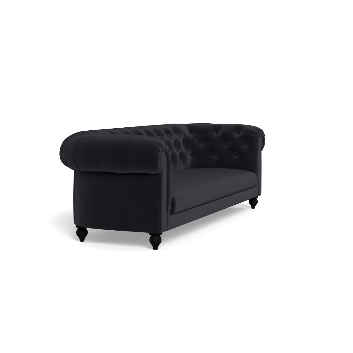 Heal's Fitzrovia 4 Seater Sofa Velvet Black Black Feet - Heal's UK Furniture – image 2