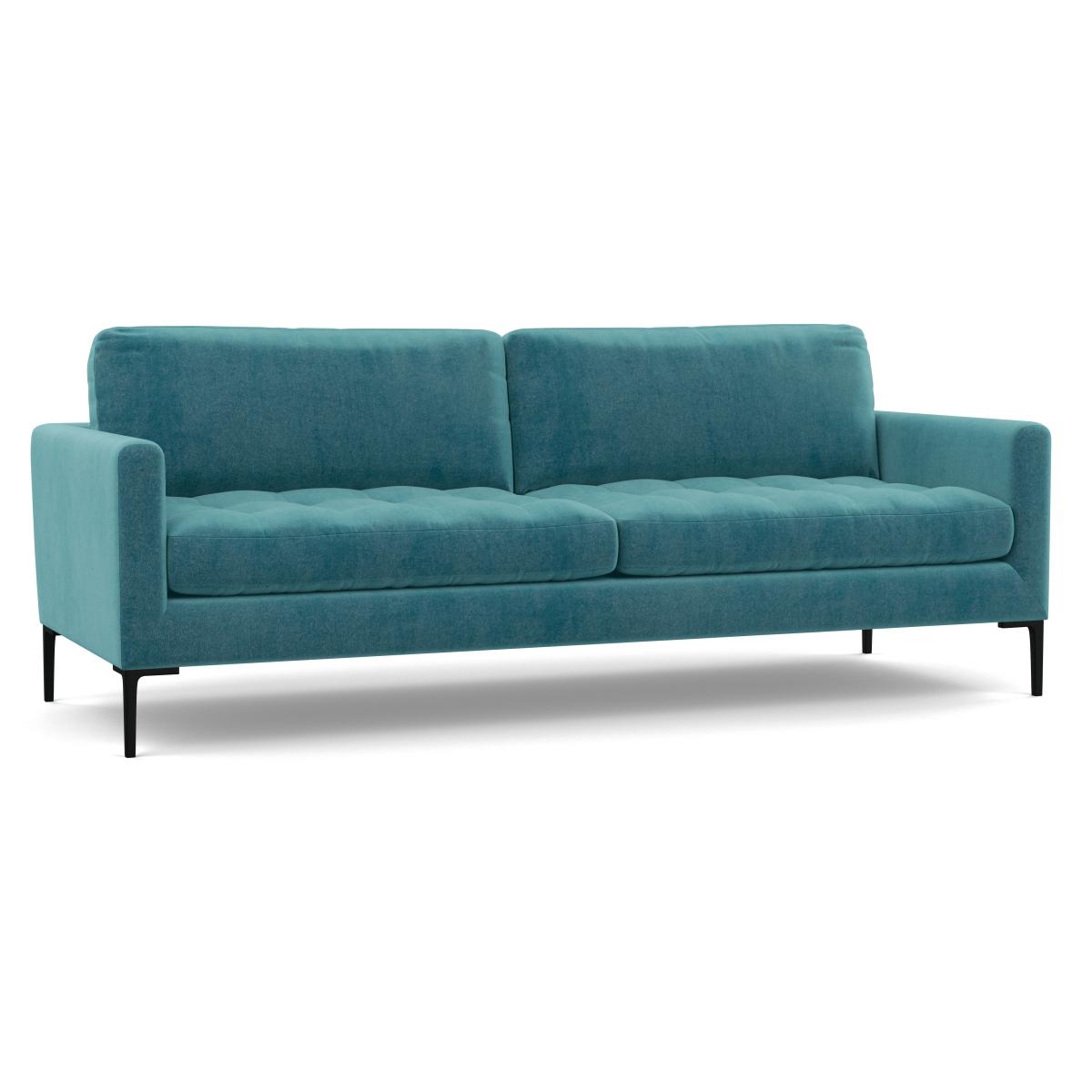 Heal's Eton 4 Seater Sofa Smart Luxe Velvet Airforce Blue Black Feet - Heal's UK Furniture – image 2