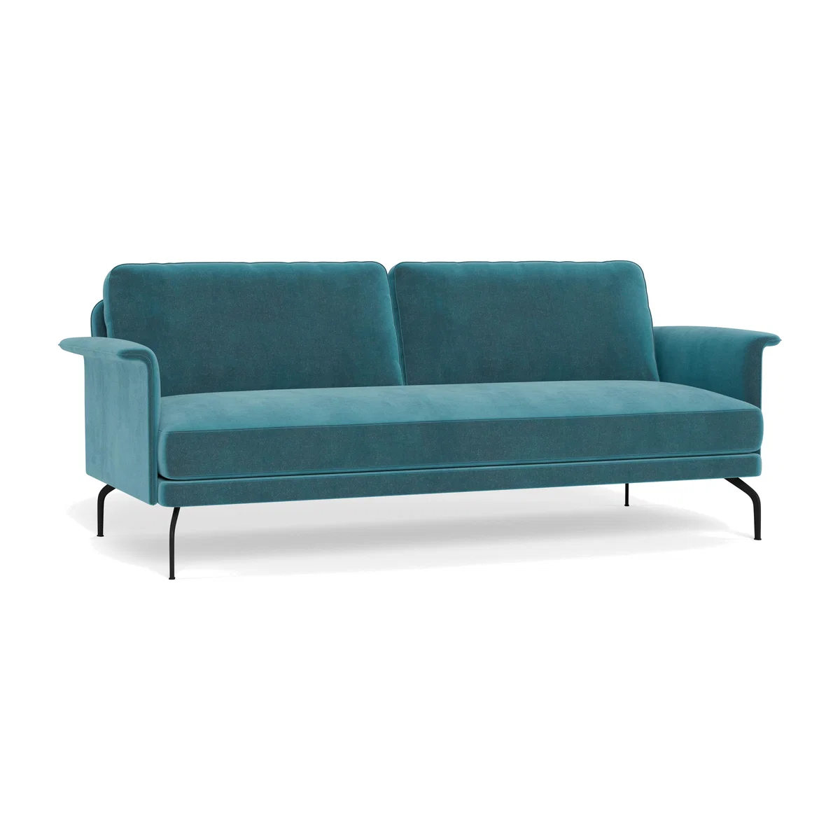 Heal's Iver 4 Seater Sofa Smart Luxe Velvet Airforce Blue Black Feet – image 1
