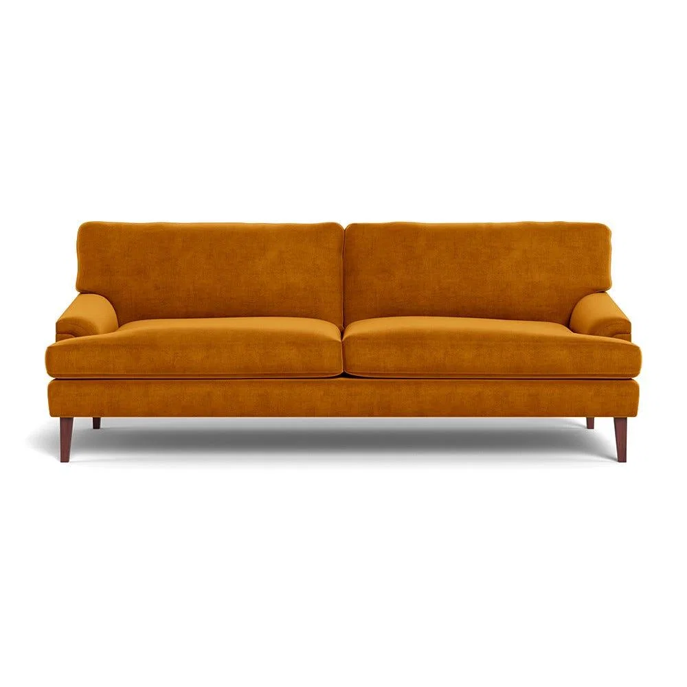 Heal's Stanton 4 Seater Sofa Smart Luxe Velvet Cognac Walnut Stained Feet – image 2