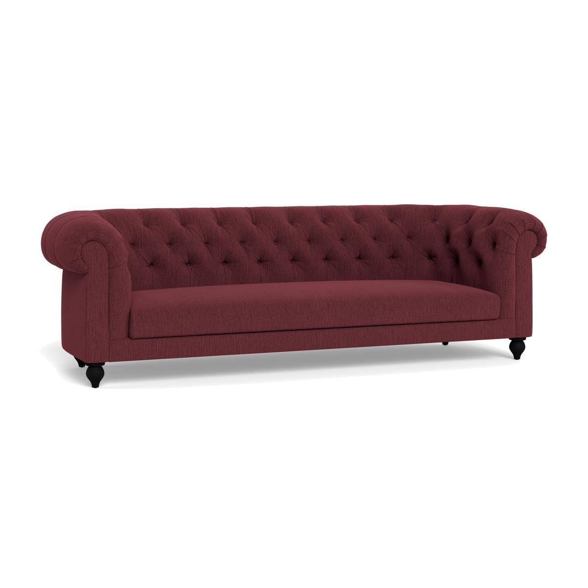 Heal's Fitzrovia 4 Seater Sofa Smart Linen Mix Maroon Stained Oak Feet - Heal's UK Furniture – image 1