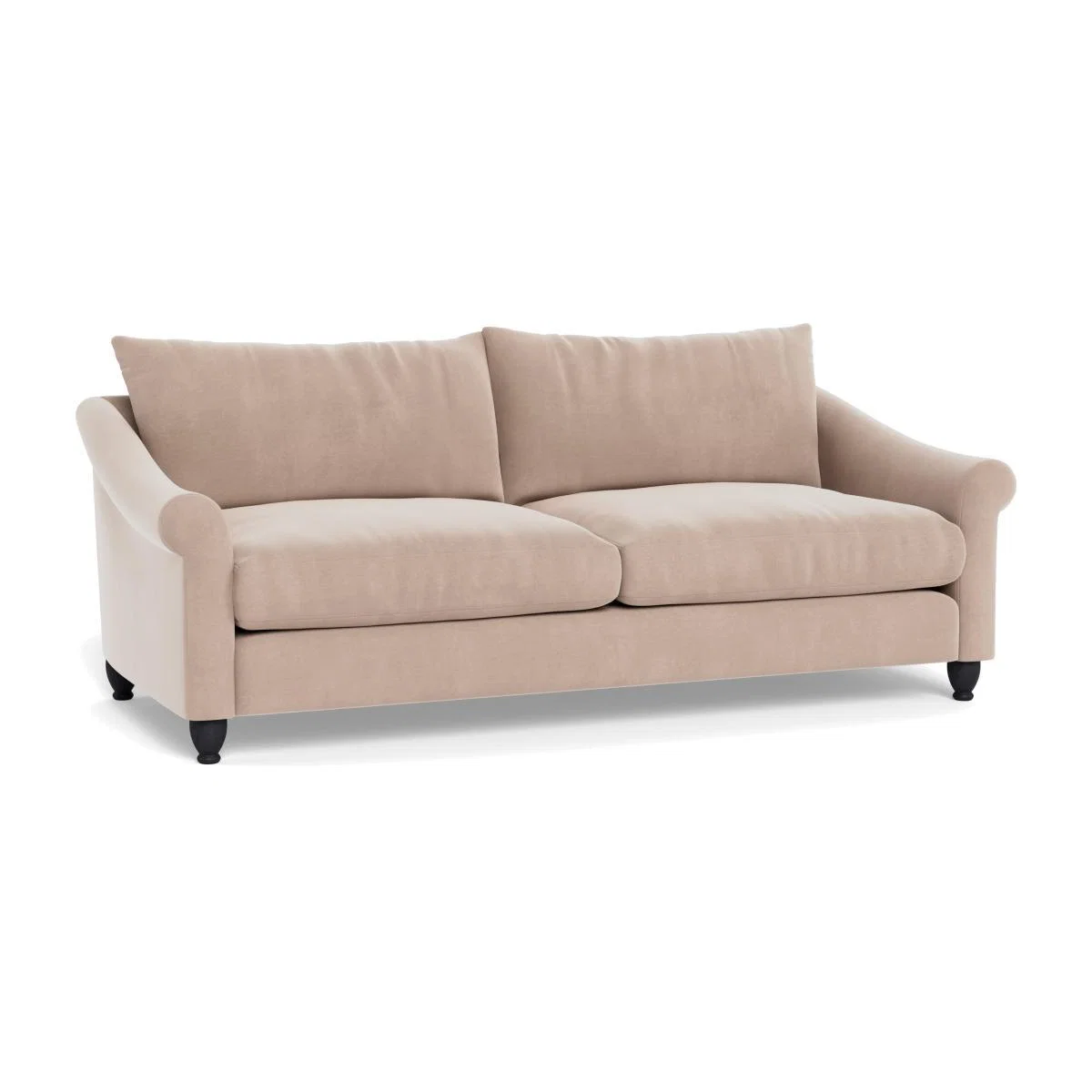 Heal's Devon 4 Seater Smart Velvet Pebble Walnut Stain Beech Feet - Heal's UK Furniture – image 1