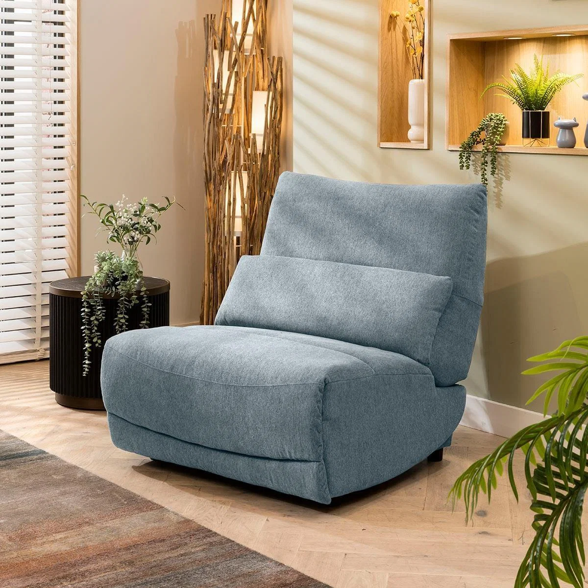 Modern 4 Seater Modular Electric Recliner Sofa Grey Blue Fabric S32R – image 7