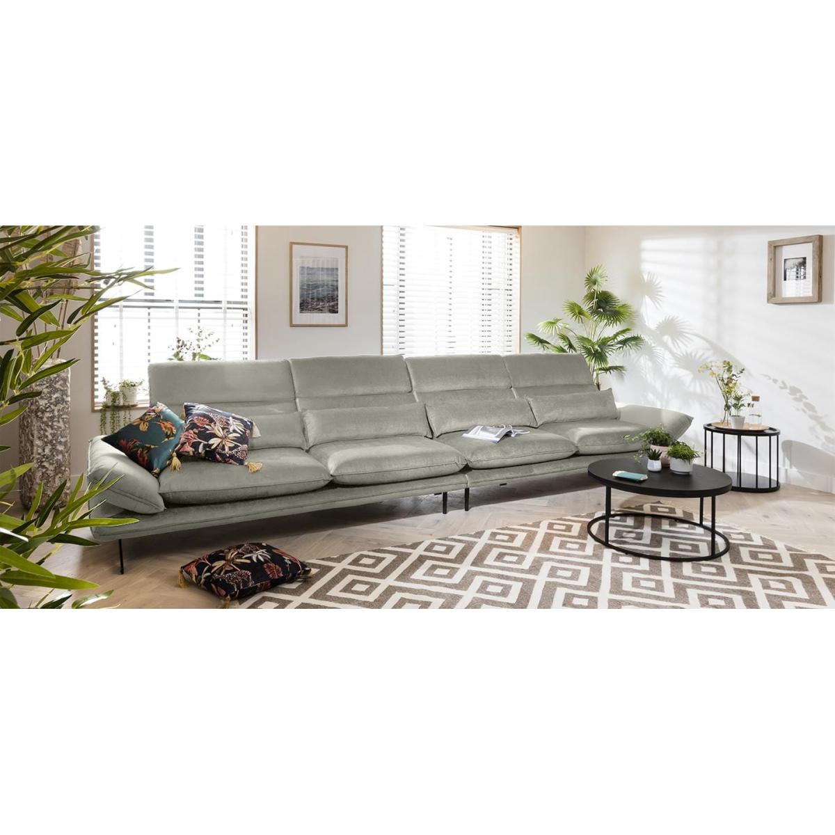 Quatropi 6 Seater Modular Sofa - Straight, Adjustable Headrests, Reid 444x118cm – image 3