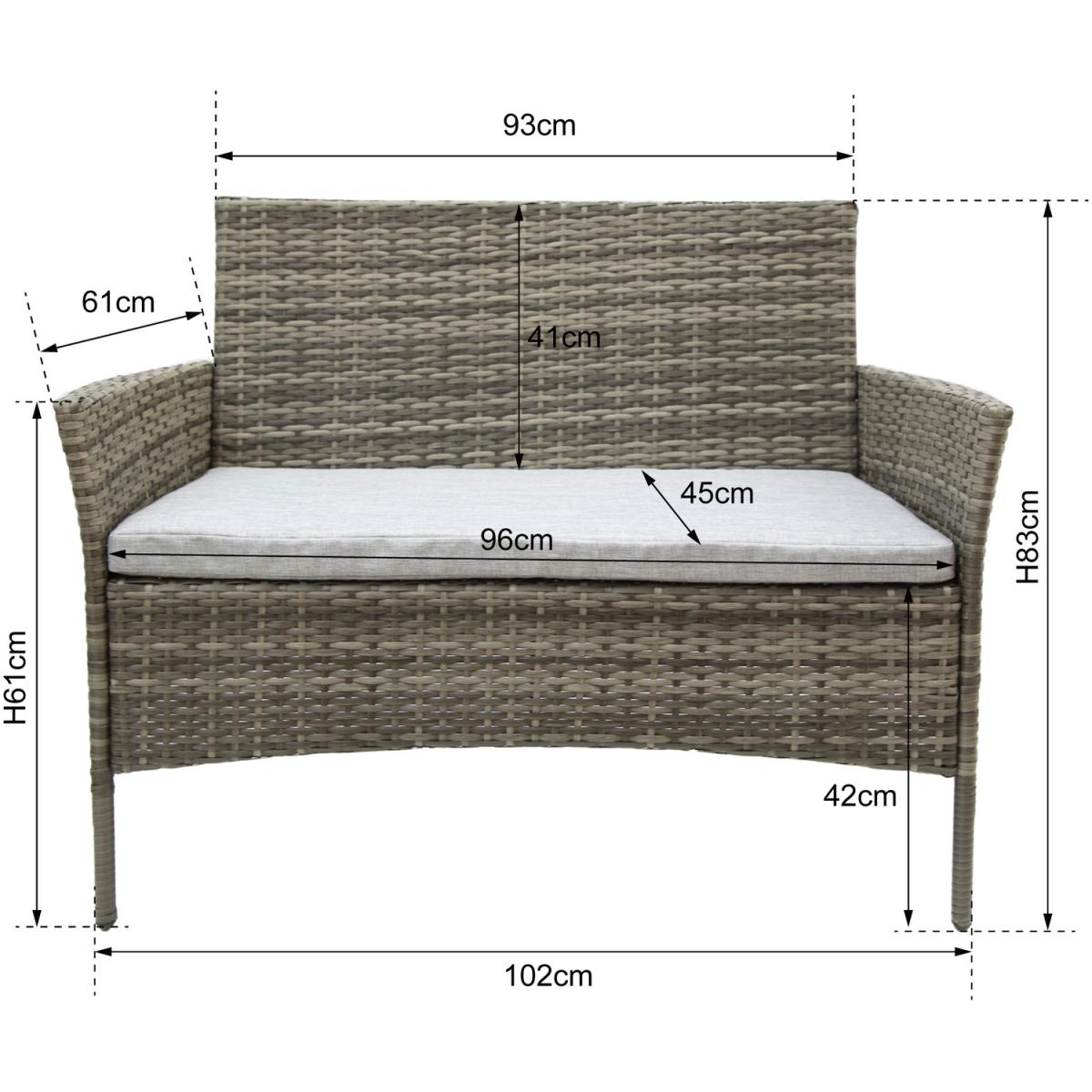 Deluxe Rattan 4 Seater Sofa Set with Rectangular Table - Grey – image 4