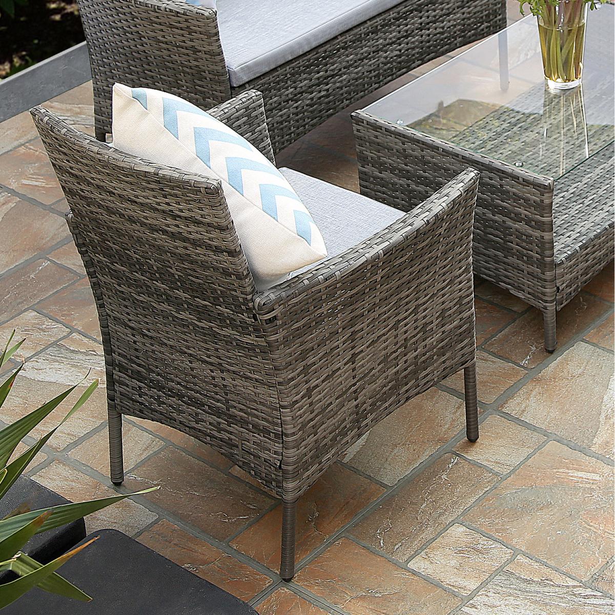 Deluxe Rattan 4 Seater Sofa Set with Rectangular Table - Grey – image 5