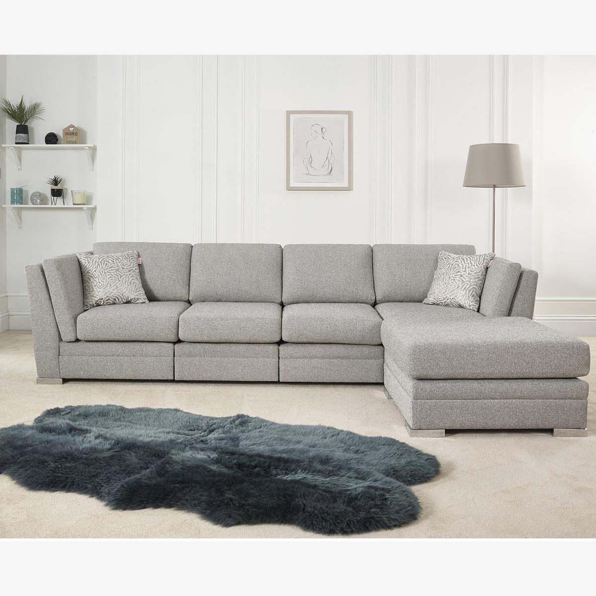 Charlotte 4 Seat Sofa With Footstool - Light Grey