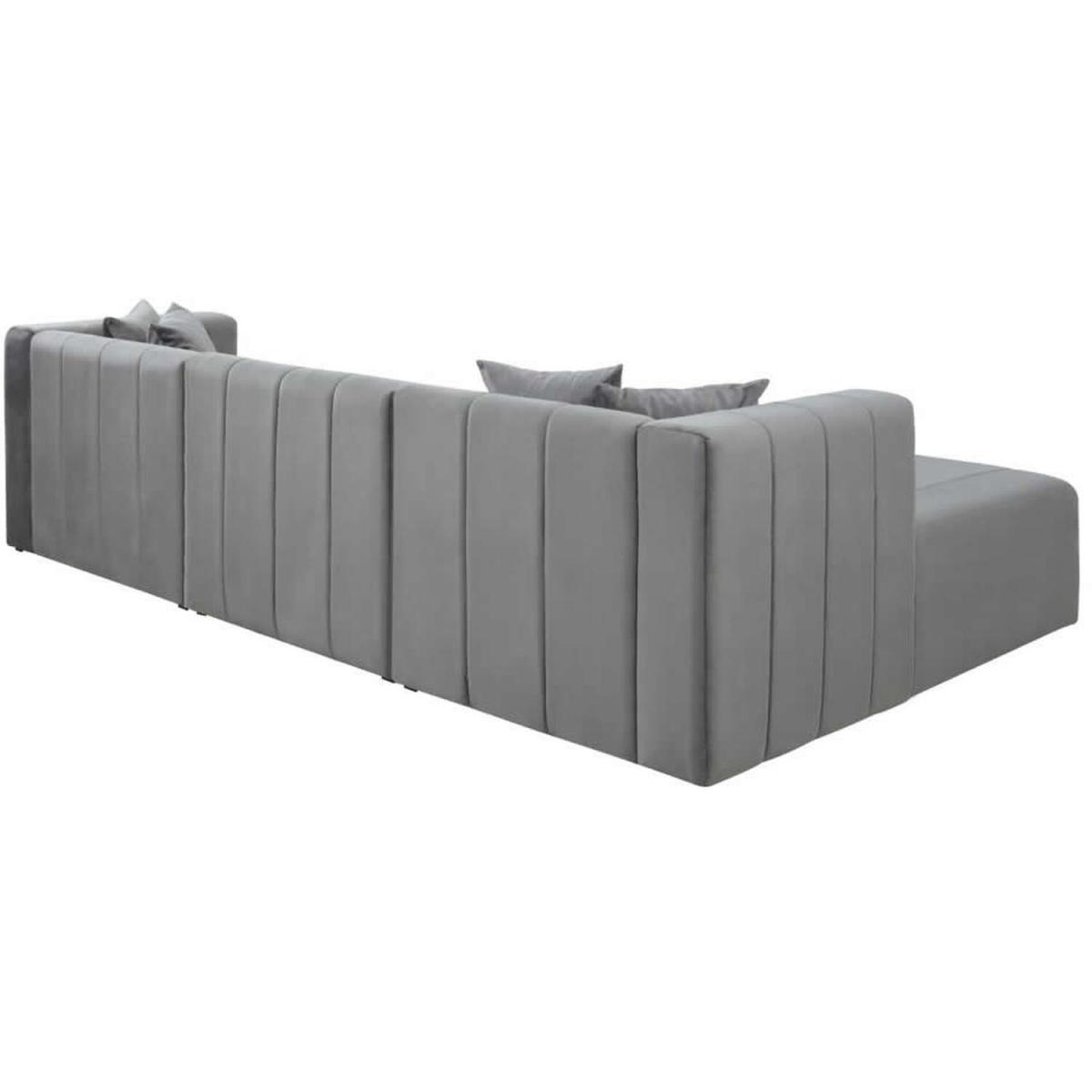 Langham Chaise 4 Seater Corner Left Hand Grey Velvet Sofa - Mid Grey – image 2